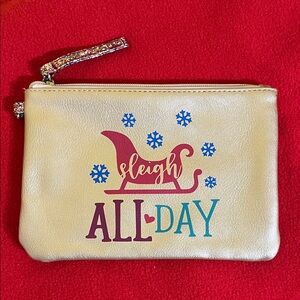 “Sleigh All Day” Metallic Gold Holiday Clutch Pouch